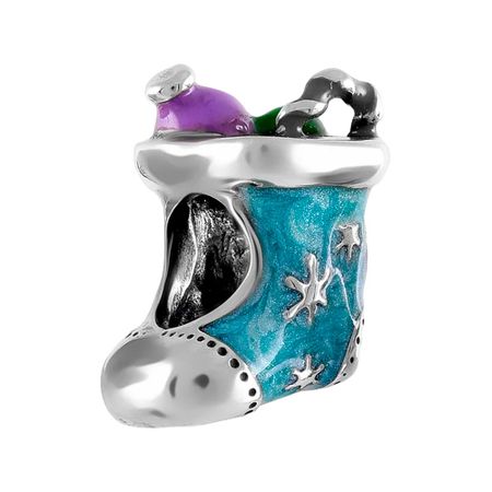 Серебряный шарм Носок с эмалью и родированием