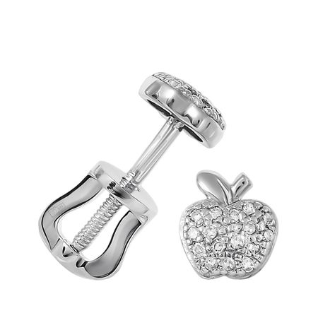 Серьги-пусеты Яблоко из золота с бриллиантами