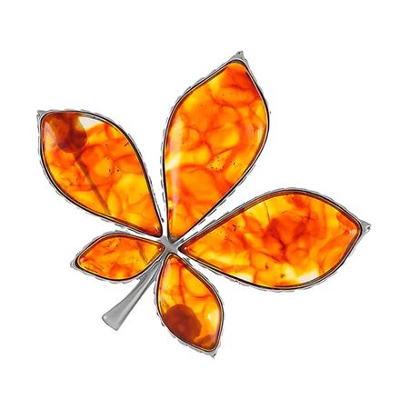 Брошь из серебра с янтарем