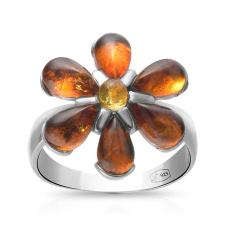 Кольцо из серебра с янтарём