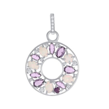 Серебряная подвеска с опалами и аметистами с фианитами