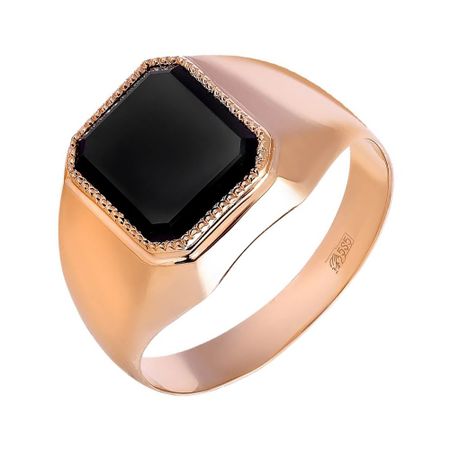 Кольцо-печатка из золота с фианитом