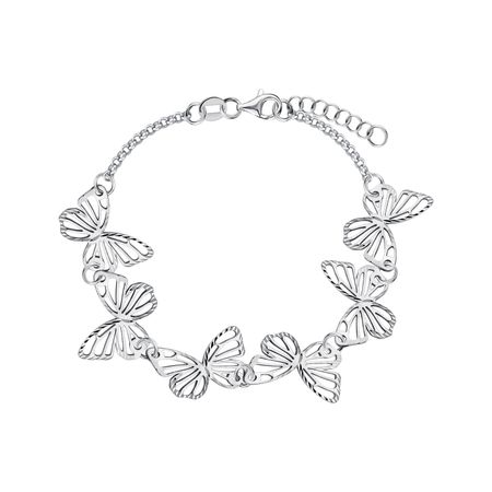 Серебряный браслет Бабочки с родированием