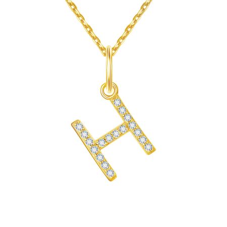 Серебряная подвеска буква Н с фианитами и позолотой