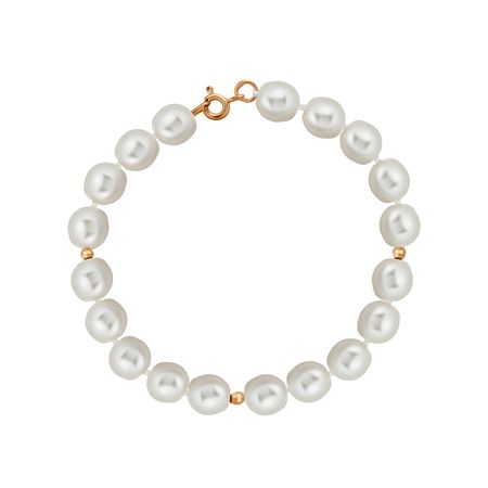 Золотой браслет с имитацией жемчуга