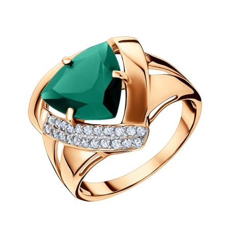 Золотое кольцо с кварцем и фианитами