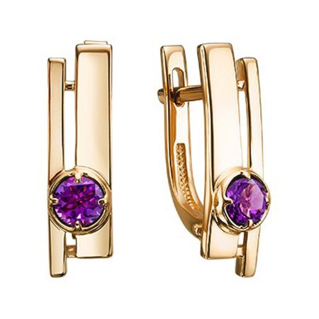 Золотые серьги с аметистами золотые колокольчики ywbeads