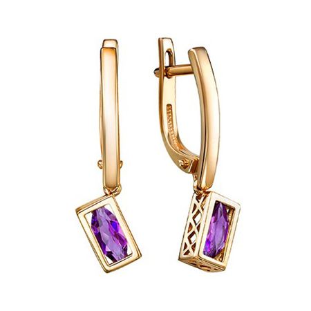 Золотые серьги с аметистами золотые колокольчики ywbeads