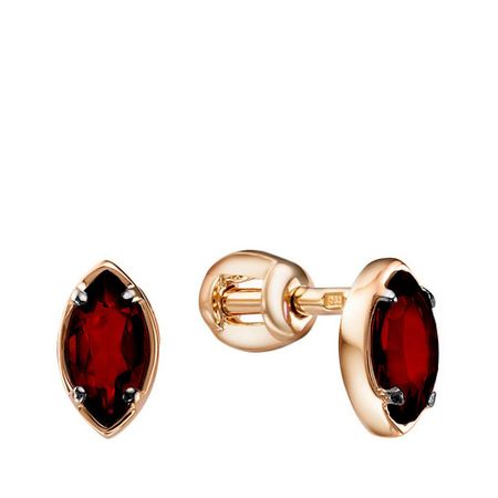 Золотые серьги с гранатом и чернением с родированием золотые колокольчики ywbeads