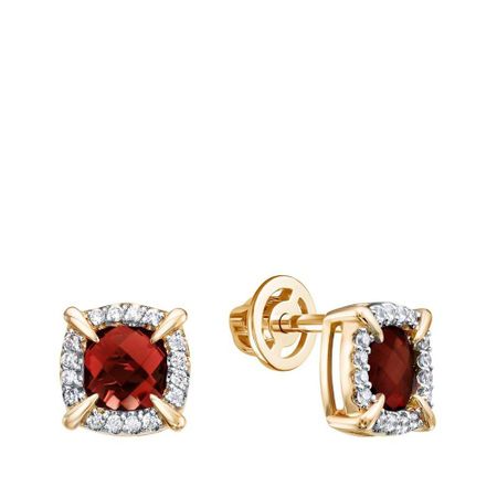 Золотые серьги с гранатом и фианитами с родированием золотые колокольчики ywbeads