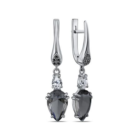 Серебряные серьги с ювелирными кристаллами и фианитами