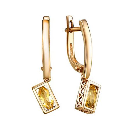 Золотые серьги с цитринами