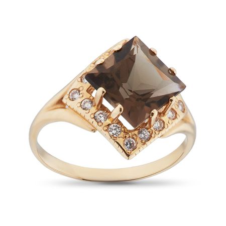 Кольцо из золота с раухтопазом и фианитами металлические скрепки alltu розового золота