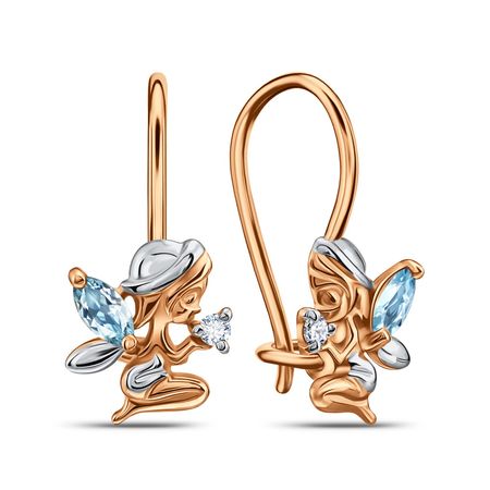 Золотые серьги с топазами Swiss и фианитами золотые колокольчики ywbeads