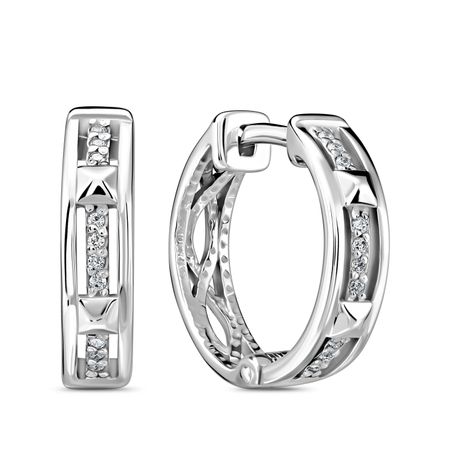 Серебряные серьги с фианитами и родированием