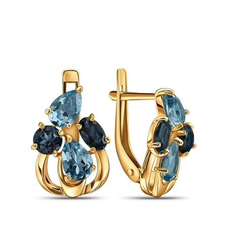 Золотые серьги с топазами Swiss и c топазами London золотые колокольчики ywbeads