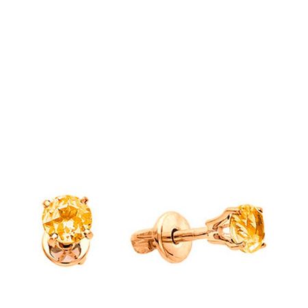Золотые серьги с цитринами