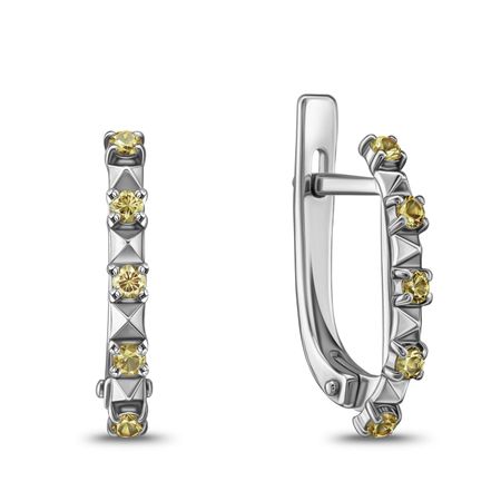 Серебряные серьги с фианитами и родированием серебряные серьги квадрат с родированием