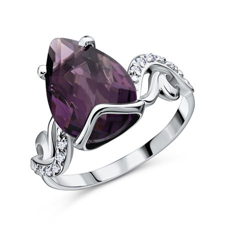 Серебряное кольцо с ювелирным кристаллом и фианитами