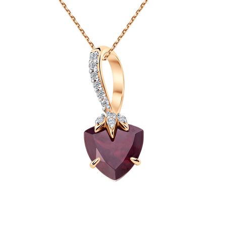 Золотая подвеска с гранатом и фианитами подвеска стеклянная yancheng shiny золотая 13х14 см