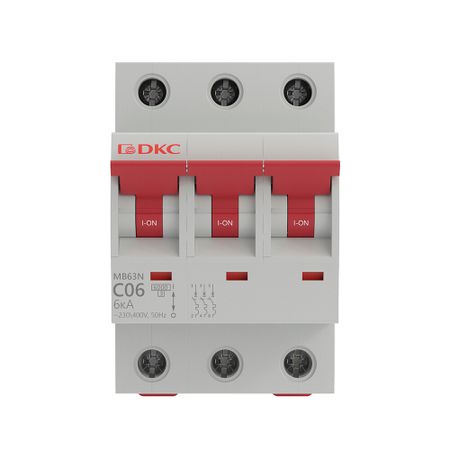 Автоматический выключатель модульный DKC Yon Max MD63N 3P 6А тип C 6 кА 400 В (MD63N-3PC6) kuoyuh 98 series 25a защита от тепловой перегрузки двигателя кнопочный переключатель клеммные автоматические выключатели