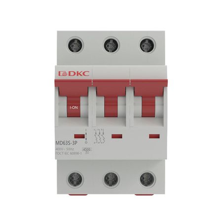 Автоматический выключатель модульный DKC Yon Max MD63S 3P 20А тип C 4,5 кА 400 В (MD63S-3PC20) kuoyuh 98 series 25a защита от тепловой перегрузки двигателя кнопочный переключатель клеммные автоматические выключатели