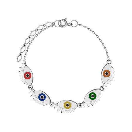 Серебряный браслет с эмалью и родированием