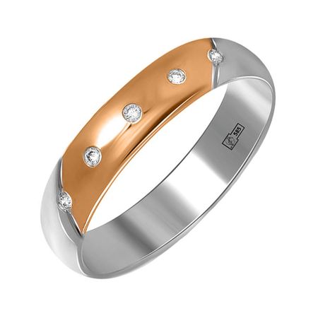 Золотое обручальное кольцо с бриллиантами и алмазной гранью