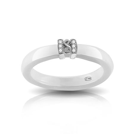 Кольцо из серебра с керамикой и фианитами