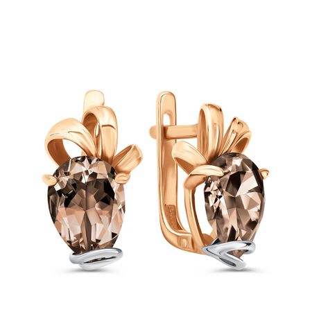 Серьги из золота с раухтопазами металлические скрепки alltu розового золота