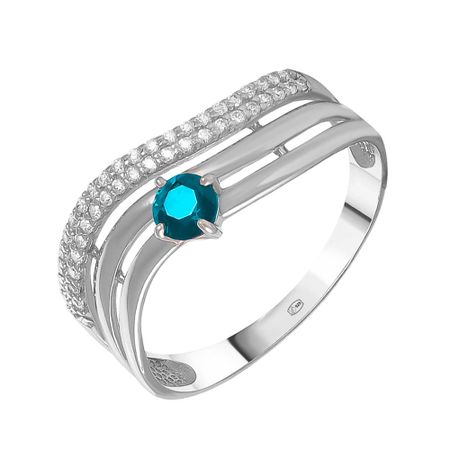 Серебряное кольцо со шпинелью нано и фианитами