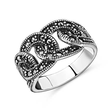 Серебряное кольцо с марказитами и чернением