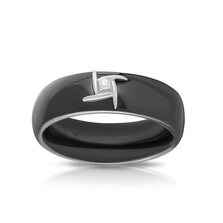 Кольцо из серебра с керамикой и фианитом