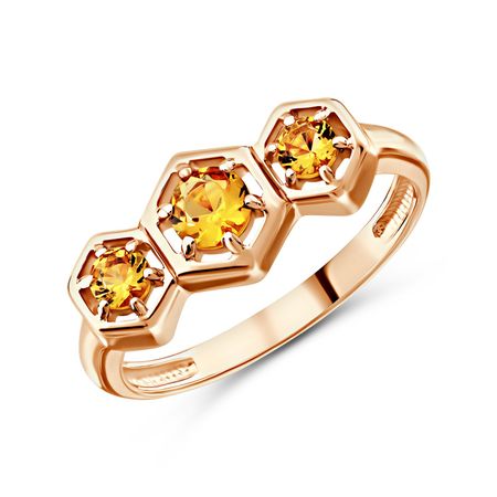 Серебряное кольцо с ювелирными кристаллами и позолотой