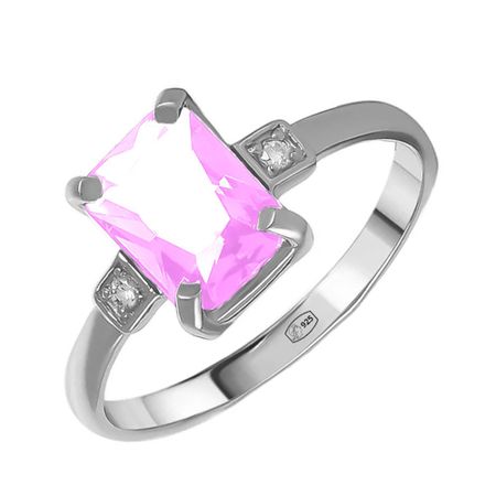 Серебряное кольцо с ювелирным кристаллом и фианитами с родированием