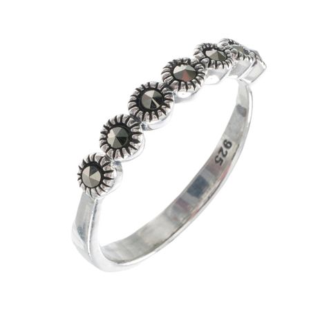 Серебряное кольцо с марказитами и чернением