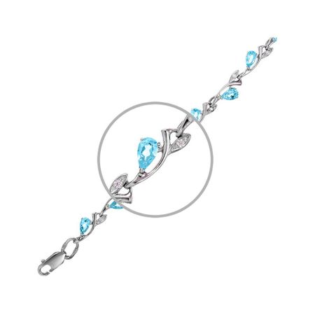 Серебряный браслет с топазами Swiss и фианитами с родированием