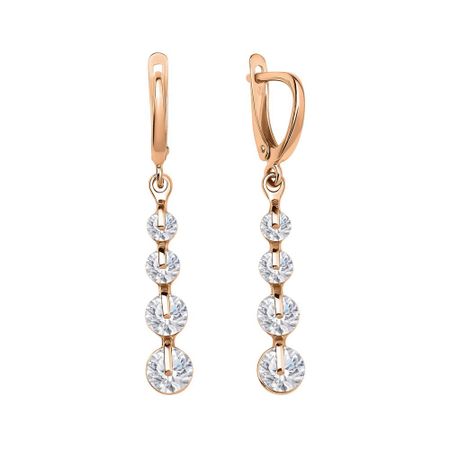 Серебряные серьги с фианитами и позолотой