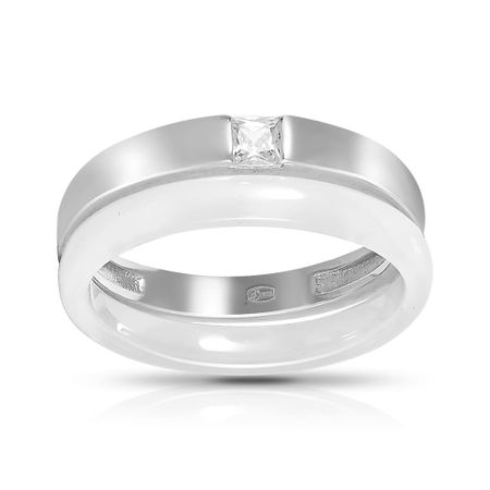 Кольцо из серебра с керамикой и фианитом