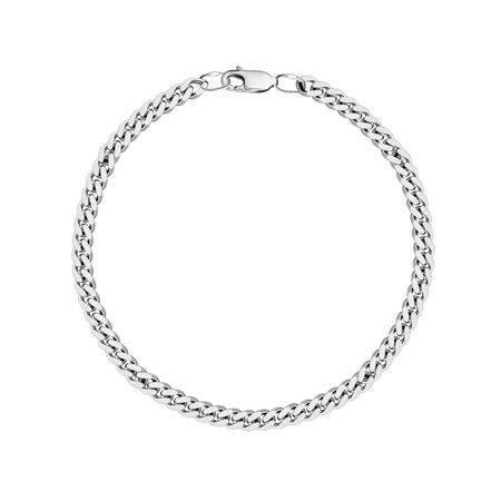 Серебряный браслет Панцирь с алмазной гранью и родированием