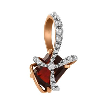 Золотая подвеска с гранатом и родированием подвеска стеклянная yancheng shiny золотая 13х14 см