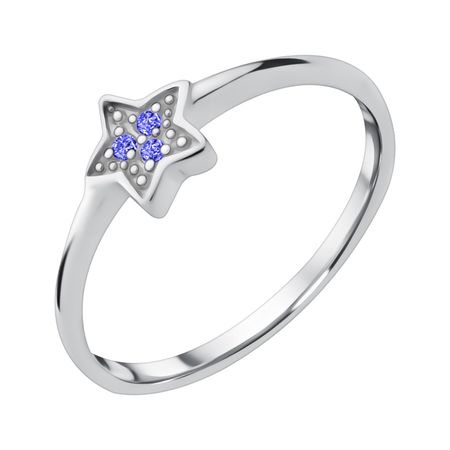Серебряное кольцо Звезда с фианитами и родированием светодиодная звезда для елки navidad natal noel