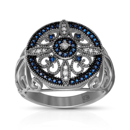 Кольцо из серебра со шпинелью и фианитами