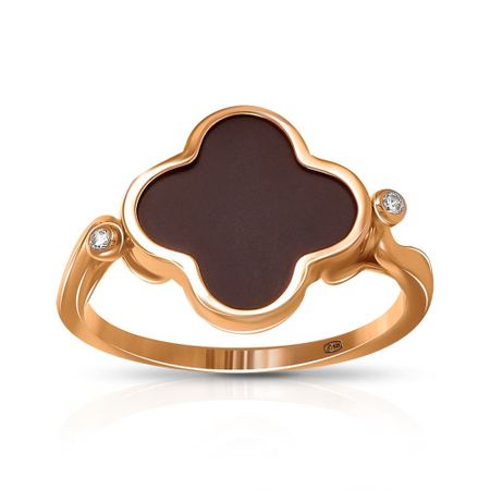 Серебряное кольцо с керамикой и фианитами из коллекции КЛЕВЕР