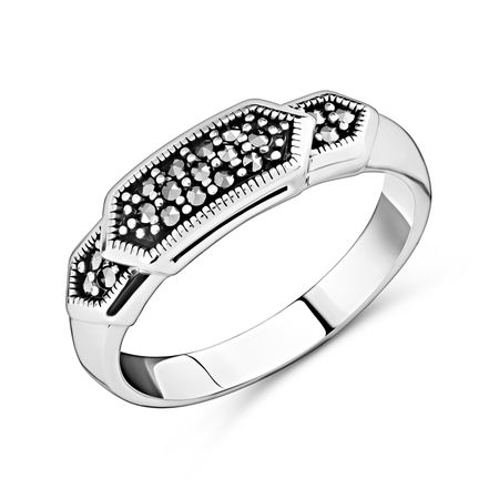 Серебряное кольцо с марказитами и чернением