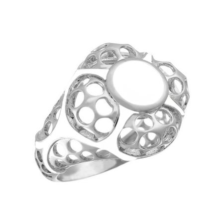 Серебряное кольцо с керамикой и белой эмалью