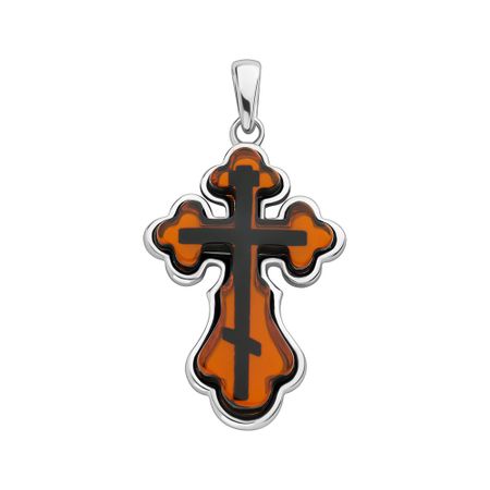 Серебряный крест с янтарем и родированием медаль железный крест рыцарства