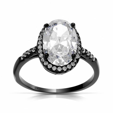 Кольцо из серебра с кварцем и фианитами