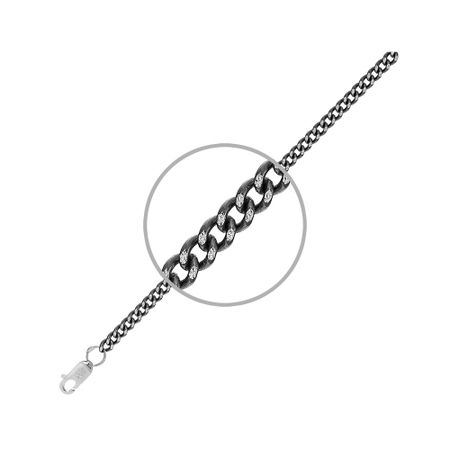 Серебряный браслет Панцирь с чернением и отделкой паве