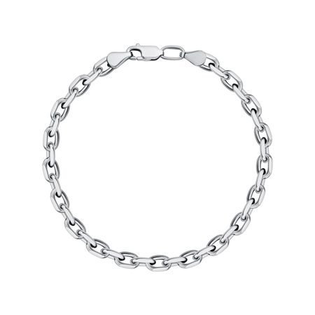 Серебряный полновесный браслет Квадратный якорь с алмазной гранью и родированием